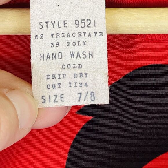 On The Rocks Vintage Red Black Graphic Print‎ 80s Secretary Dress Womens 7 8 - Picture 9 of 13